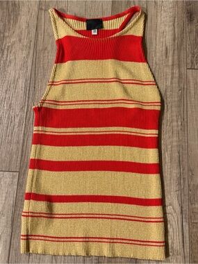 D&G Red and Gold Stripe Knit Sleeveless Top
